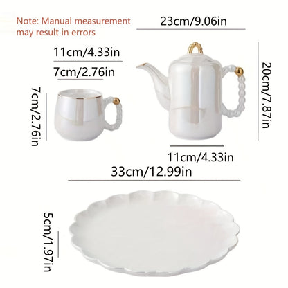 European Pearl Glazed Porcelain Tea Set