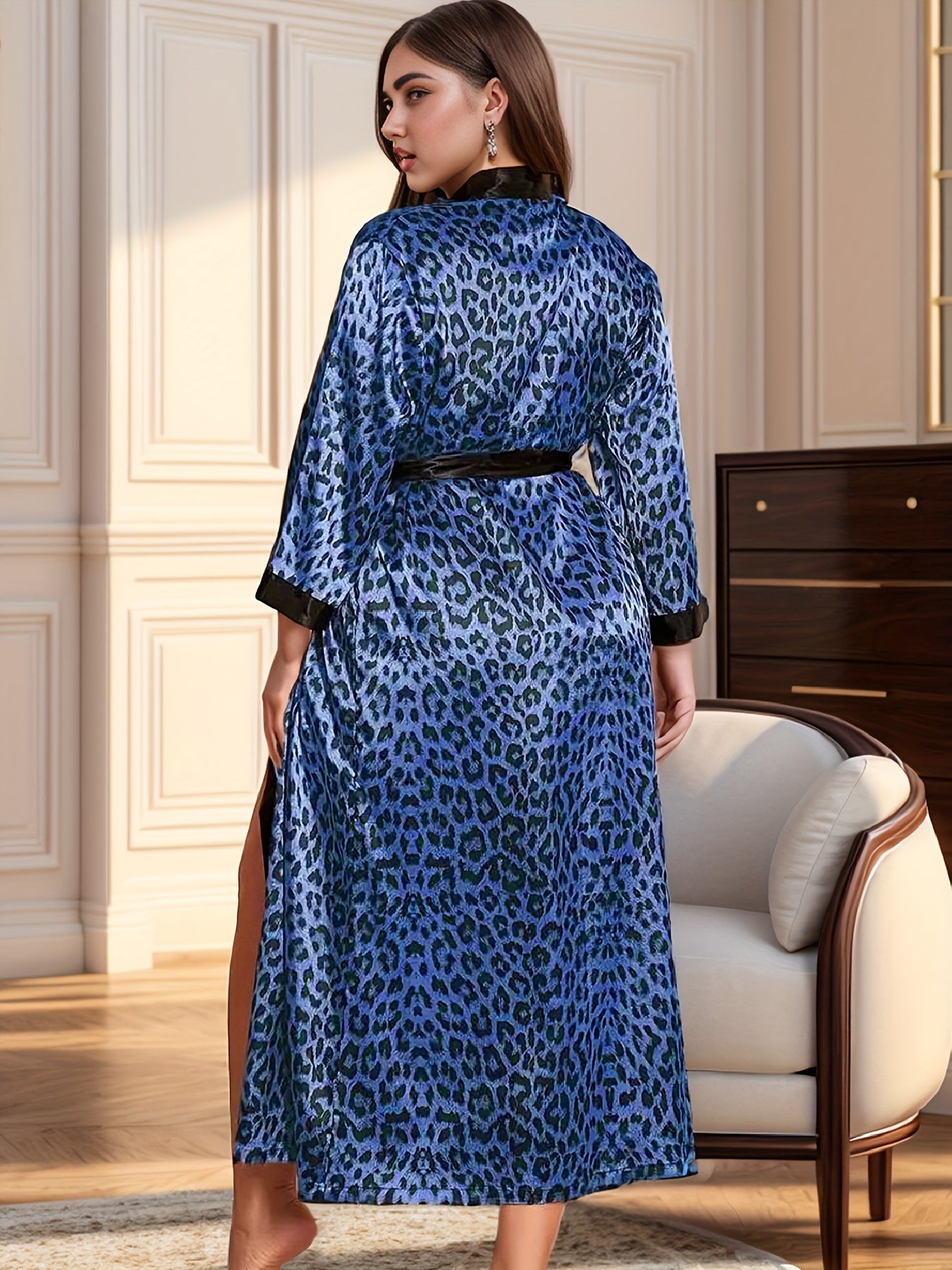 Midnight Royale Leopard Print Robe