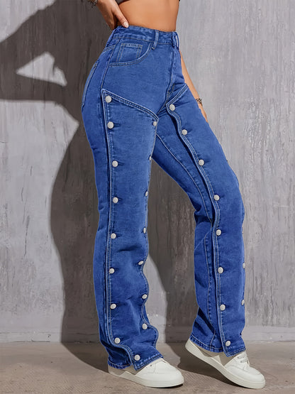 Stylish High Waist Retro Denim Jeans