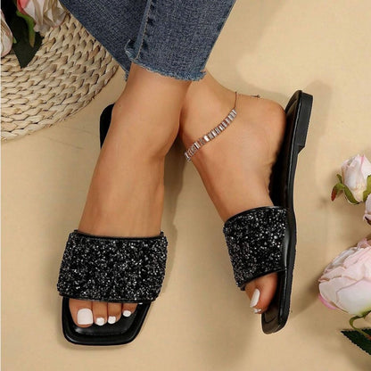 Sparkle Step Crystal Slide Sandalen