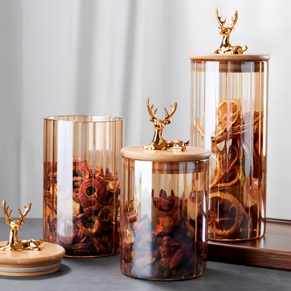 Nordic Deer Head Glass Jars Set