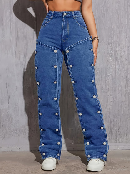 Stylish High Waist Retro Denim Jeans