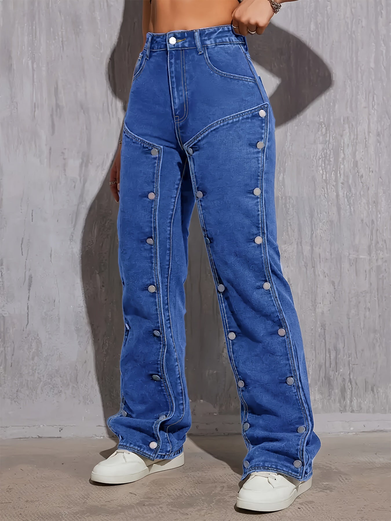 Stylish High Waist Retro Denim Jeans