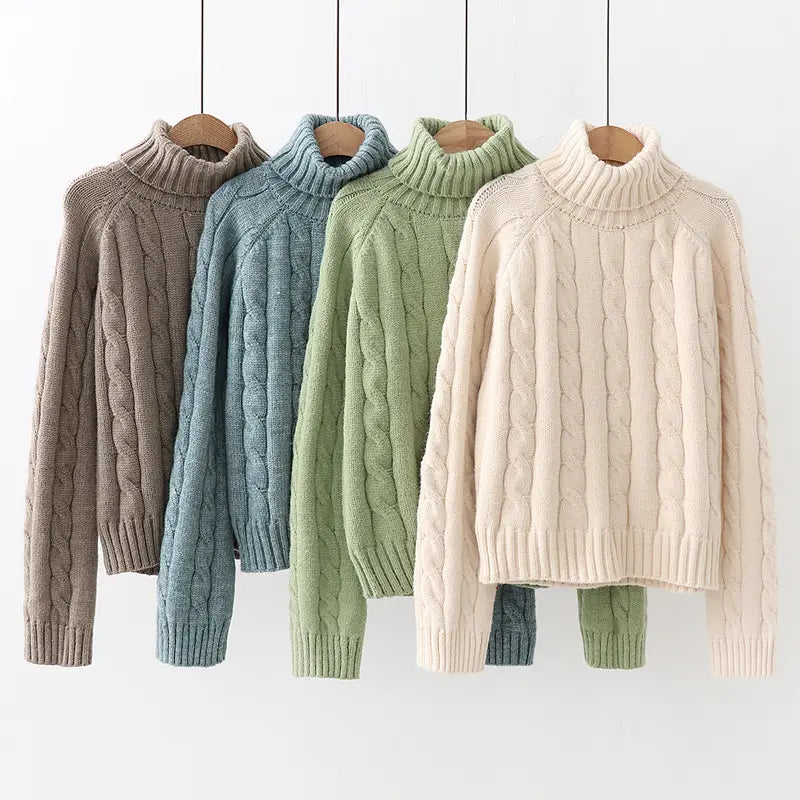 Belezaa Cable-Knit Turtleneck Cashmere Sweater