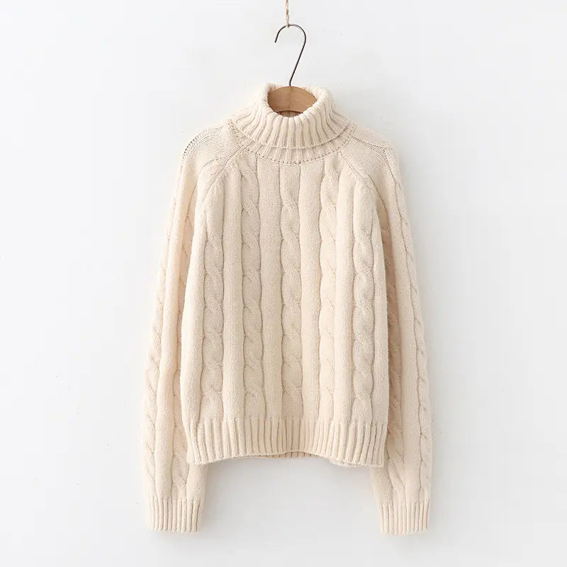 Belezaa Cable-Knit Turtleneck Cashmere Sweater