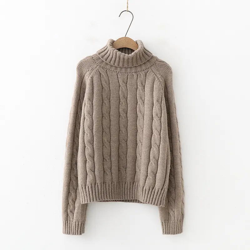 Belezaa Cable-Knit Turtleneck Cashmere Sweater