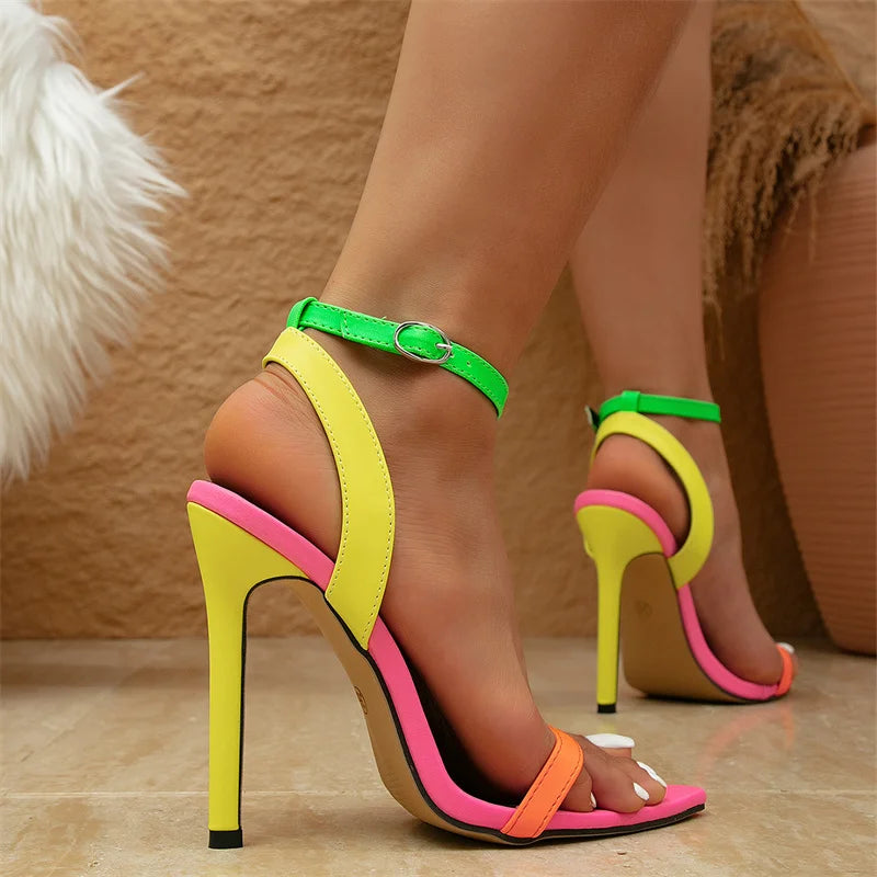 Neon Nights Strappy Heels