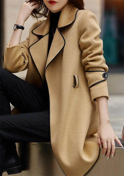 Elegant Women's Belted Long Coat