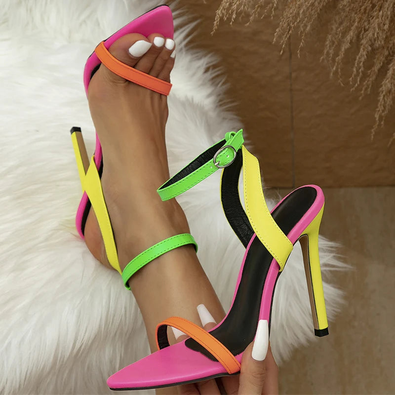 Neon Nights Strappy Heels