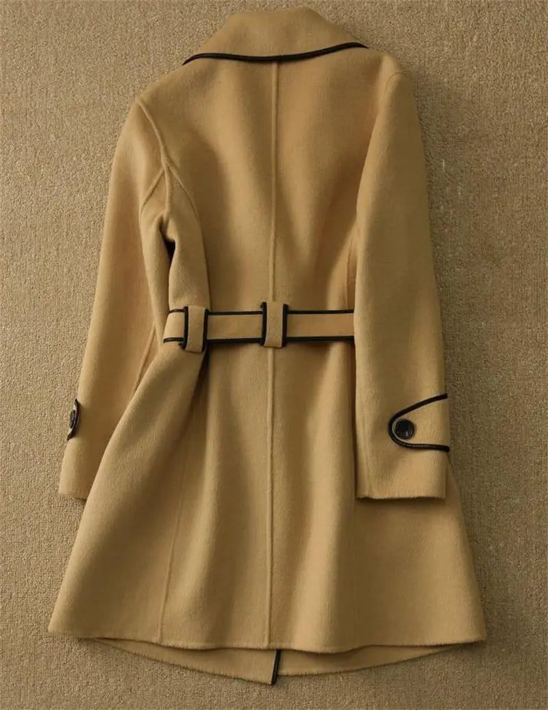 Elegant Women's Belted Long Coat