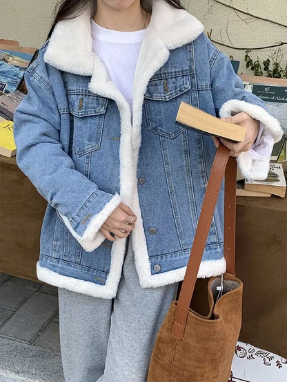 Belezaa Warm Denim Fur Jacket