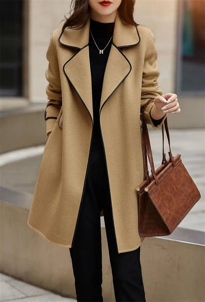 Elegant Women's Belted Long Coat