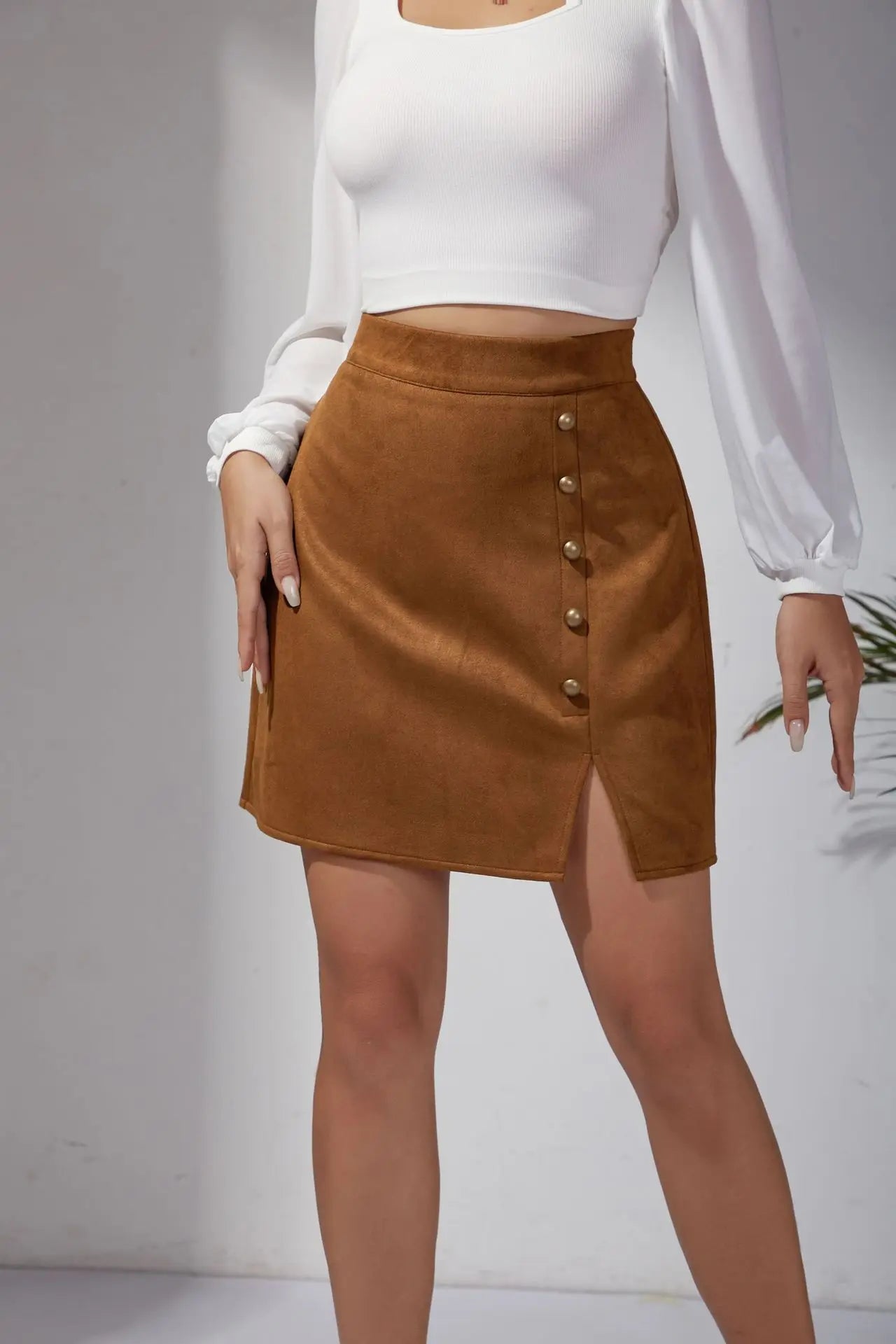 Belezaa Suede Winter Mini Skirt