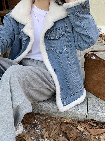 Belezaa Warm Denim Fur Jacket