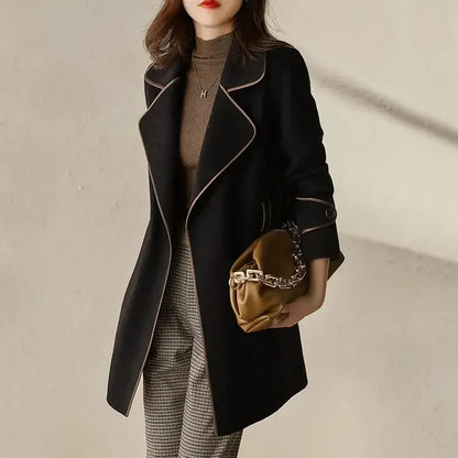 Elegant Women's Belted Long Coat