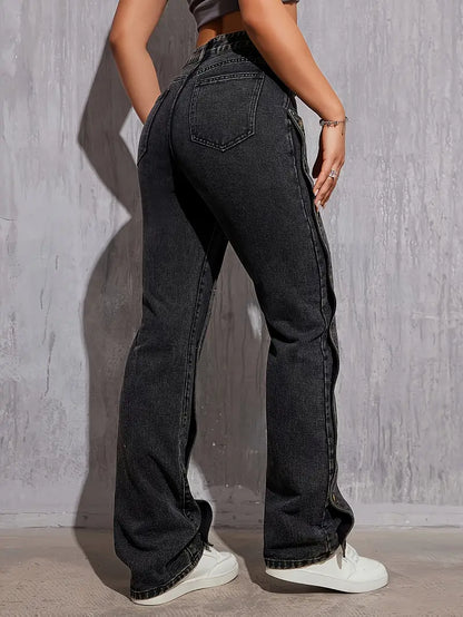 Stylish High Waist Retro Denim Jeans