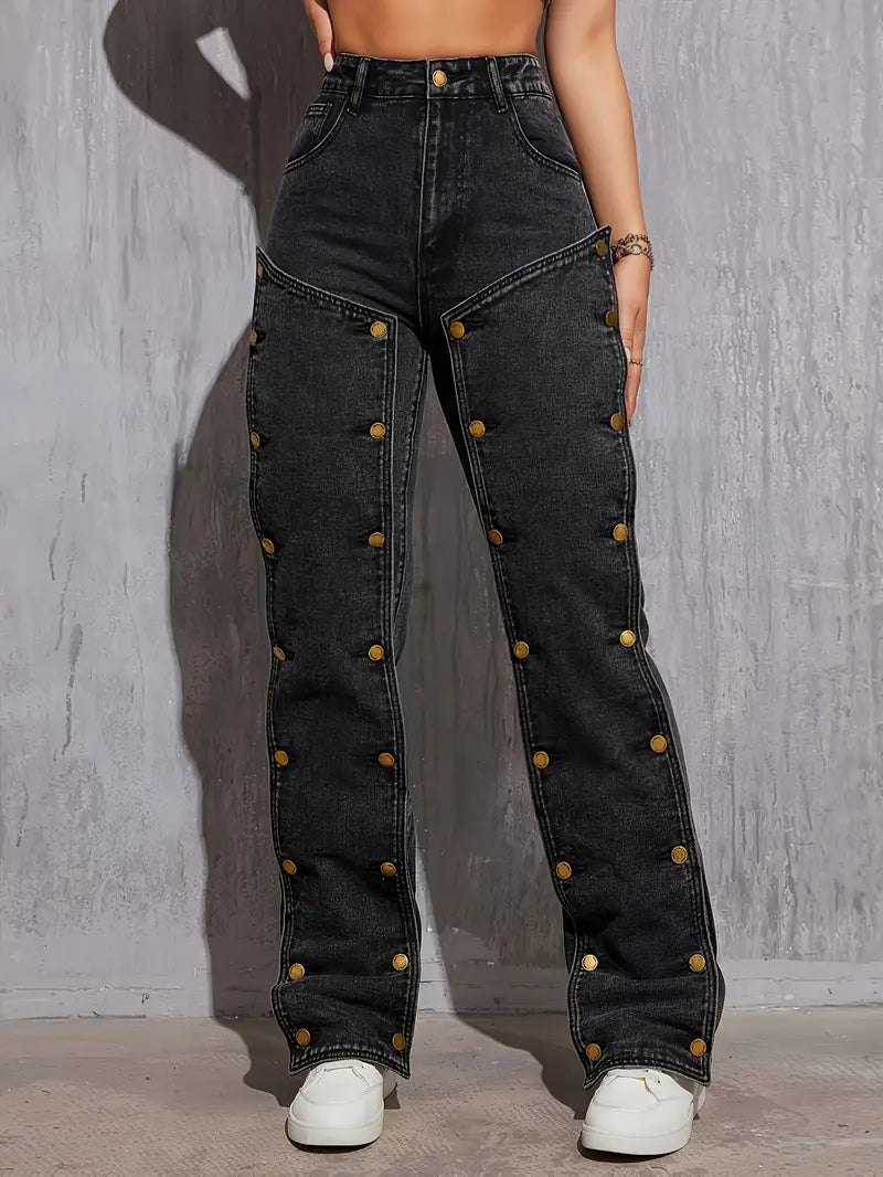 Stylish High Waist Retro Denim Jeans