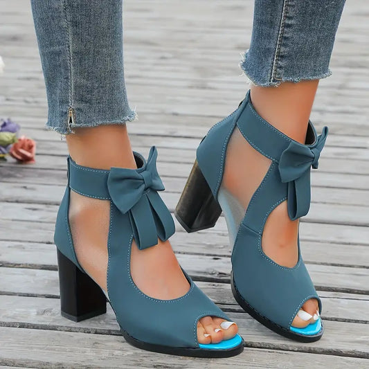 Butterfly Knot Peep Toe Heels