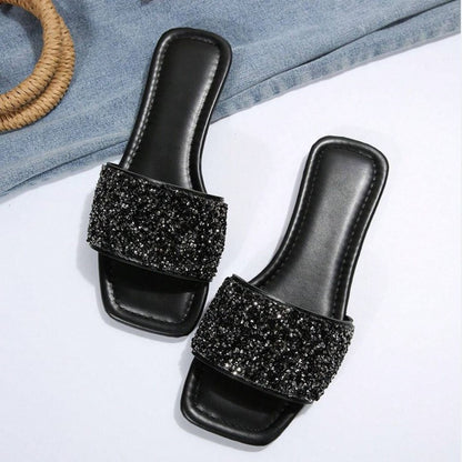 Sparkle Step Crystal Slide Sandalen